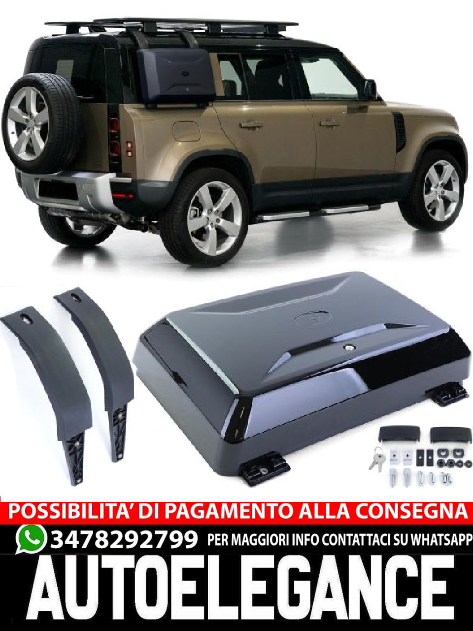 Scatola portaoggetti Scatola finestrino laterale nera per Land Rover Defender L663 90 110