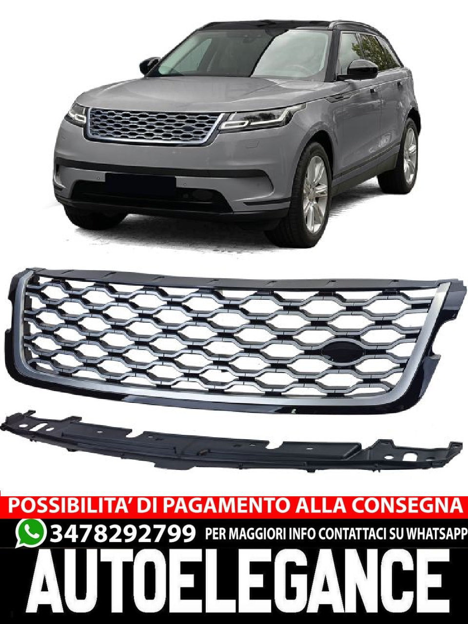 Griglia del radiatore sportiva nero argento per Range Rover Velar L560 2017-2023