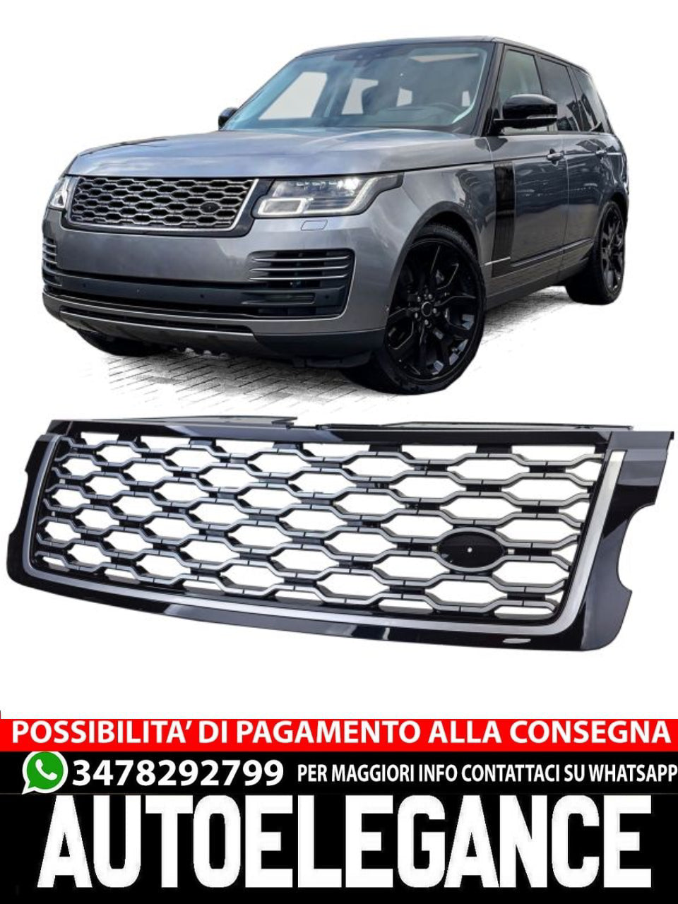 Griglia del radiatore sportiva nero argento per Range Rover Velar L560 2017-2023