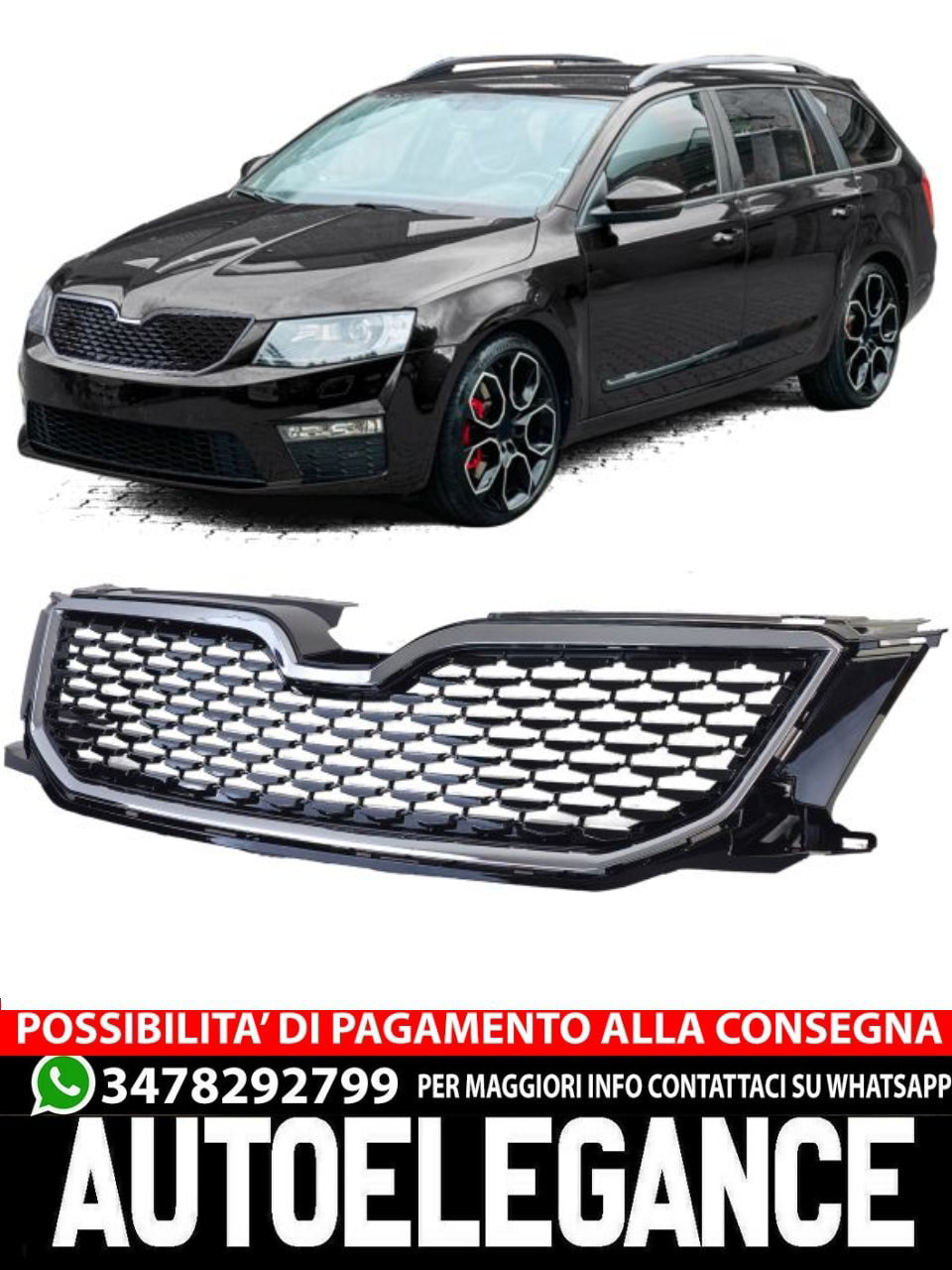 Black Chrome Sport Grille Suitable for Skoda Octavia 5E Prefacelift 12-17