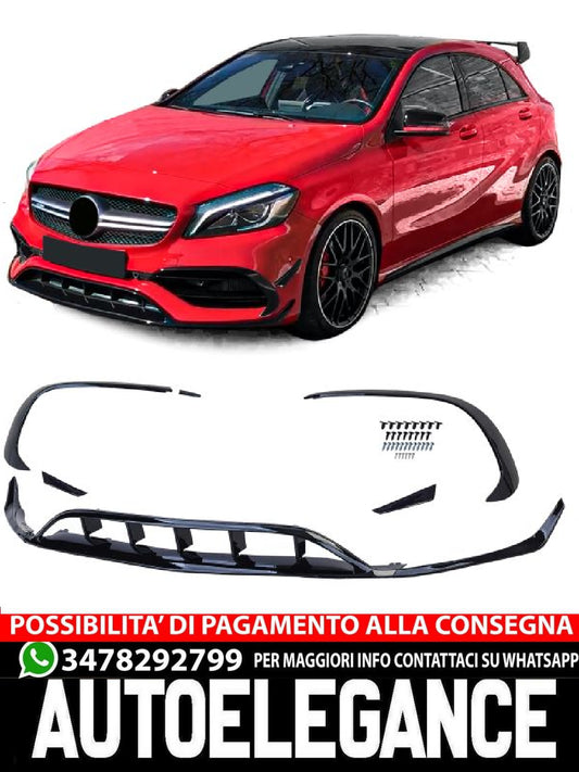 Front Bumper Spoiler Aero Kit Flaps Splitter For Mercedes A W176 15-18