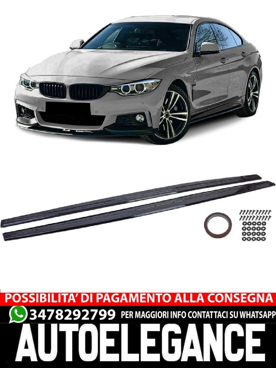 Gloss Black Side Skirts Fit For BMW 4 Series F32 F33 F36 13-21