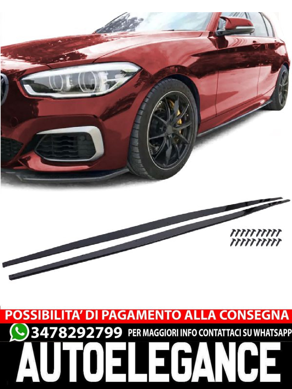 Gloss Black Side Skirts Fit For BMW 1 Series F20 F21 LCI 15-19