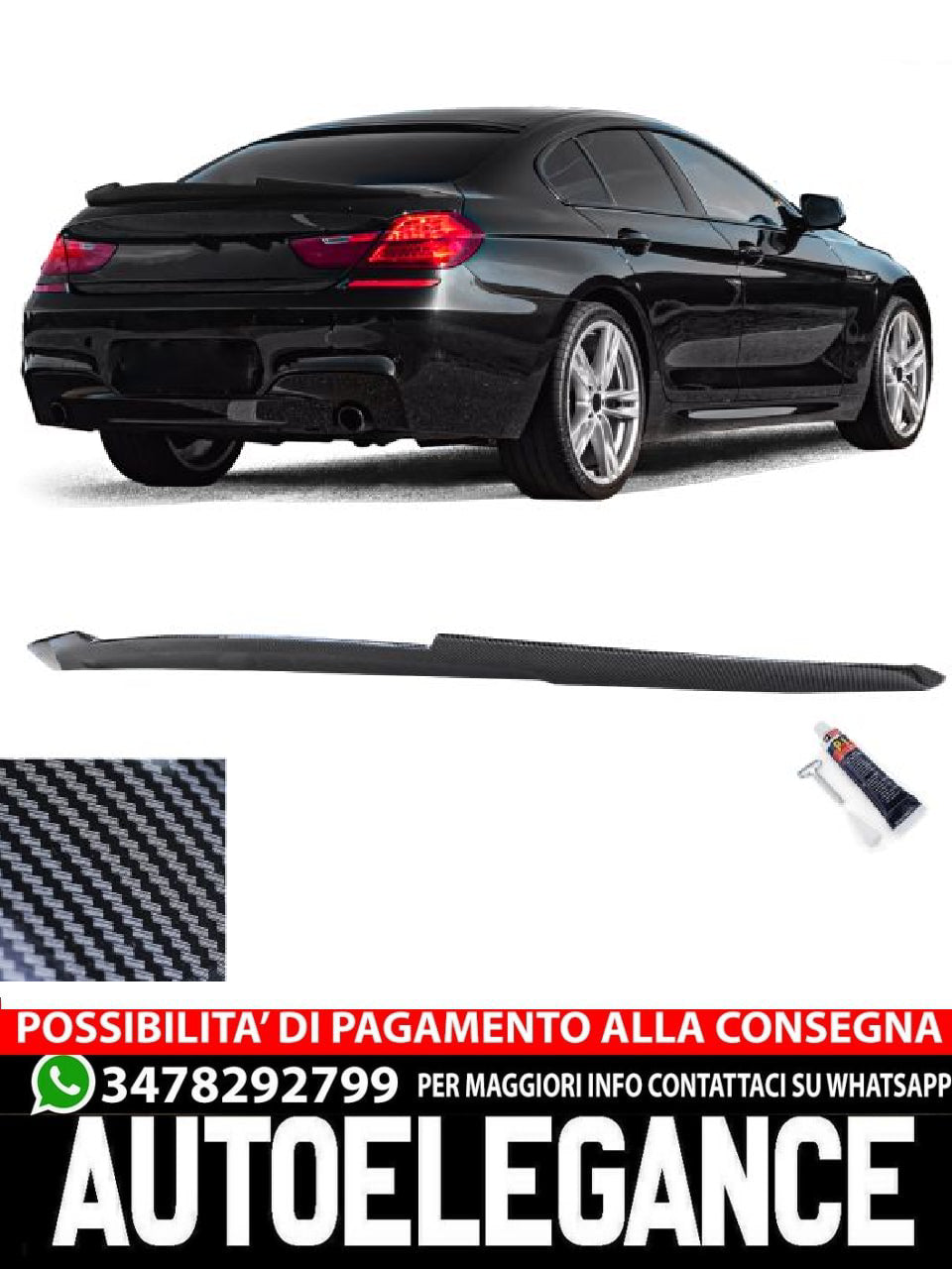 Spoiler posteriore Performance Carbon Look adatto alla BMW Serie 6 F06 Gran Coupé 12-17