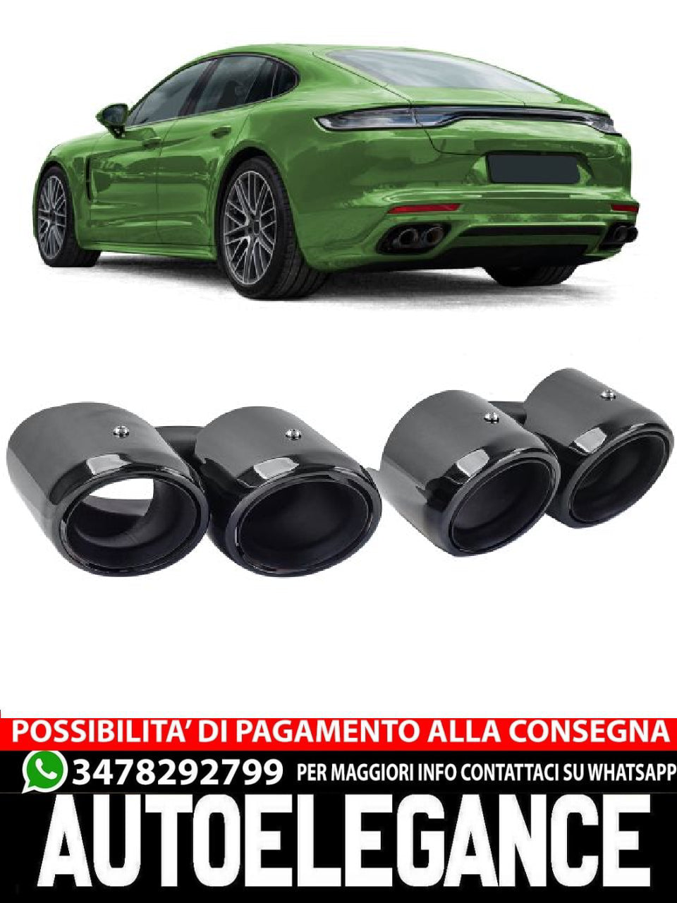 Terminali di scarico doppi neri per Porsche Panamera 971 243kW 330hp