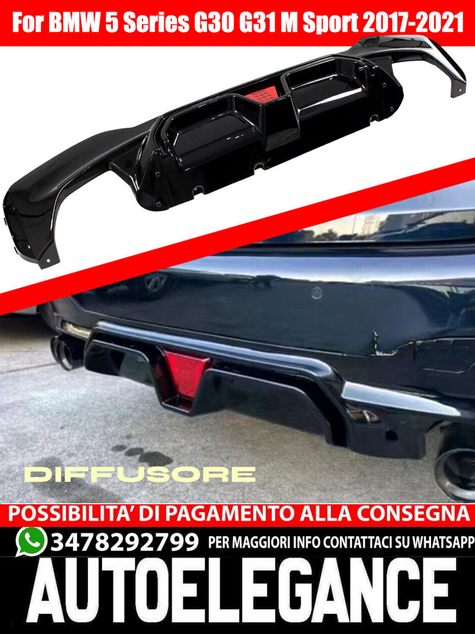💎DIFFUSER suitable for BMW G30 G31 M Sport 2017-2021 WITH LED LIGHT💎