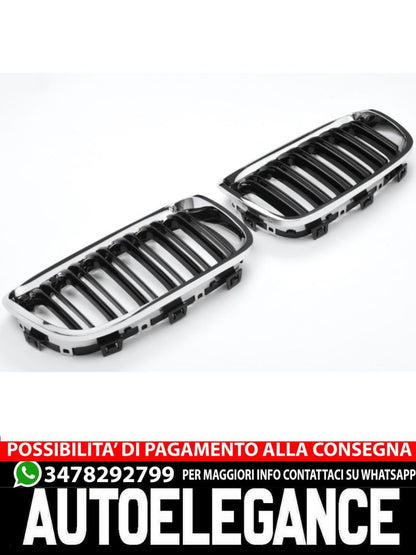 ⭐GRIGLIA RADIATORE DOPPIA STAFFA CROMATA NERA ADATTO PER BMW SERIE 1 F20 F21⭐