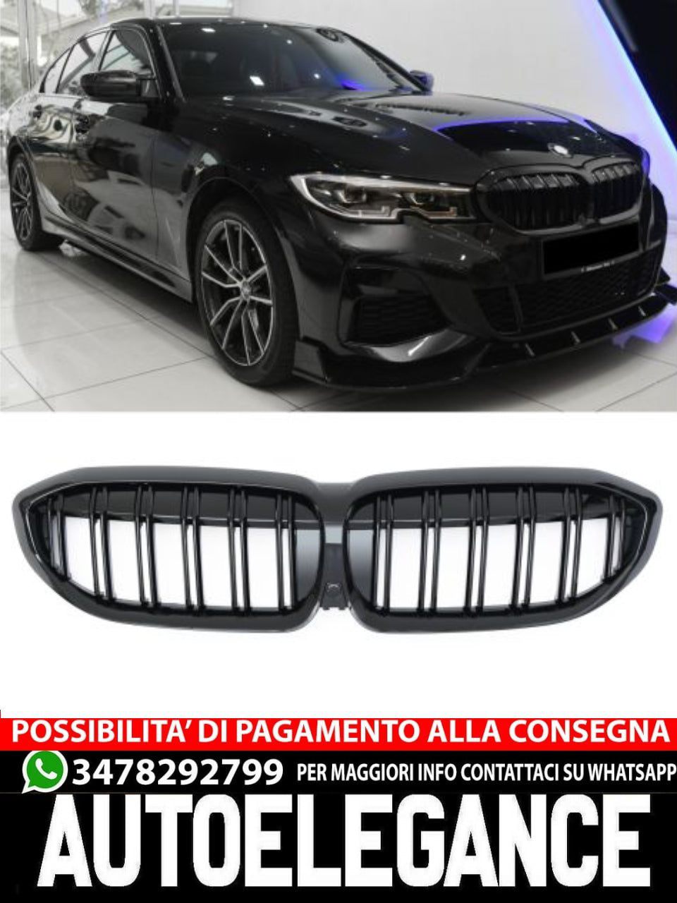 ☀ GLOSS BLACK RADIATOR GRILLE SUITABLE FOR BMW 3 SERIES G20 G21☀