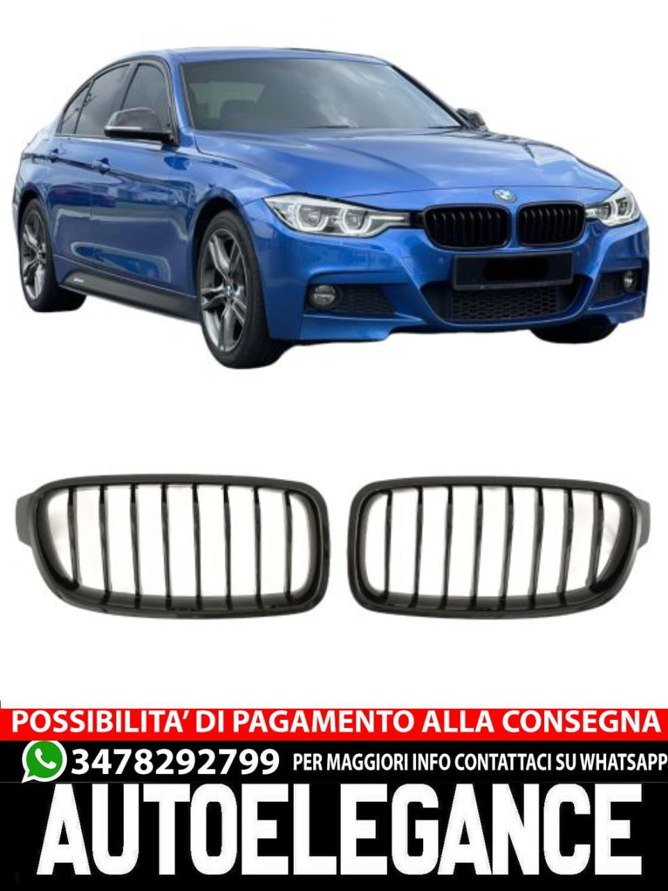✨GRIGLIA NERO LUCIDO ADATTO PER BMW SERIE 3 F30 F31 SPORT✨