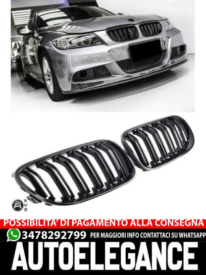 🤩GRIGLIA RADIATORE DOPPIO PONTE NERO LUCIDO ADATTO PER BMW E90 E91 2008+🤩