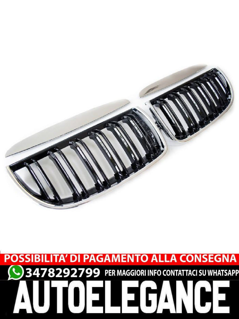 🤩BLACK CHROME DOUBLE STRIPE RADIATOR GRILLE SUITABLE FOR BMW E90 E91 2008+🤩