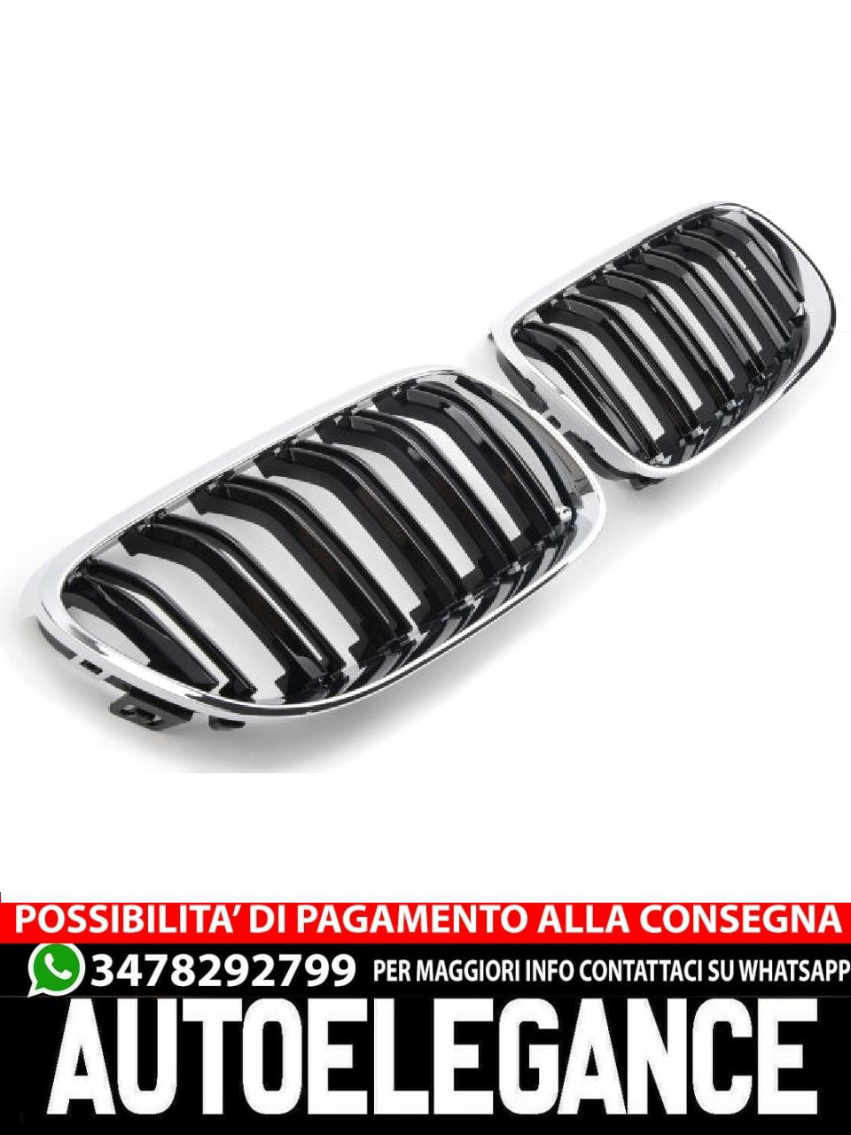 ⭐GRIGLIA DOPPIA STAFFA NERO LUCIDO ADATTO PER BMW E92 E93 06-10⭐
