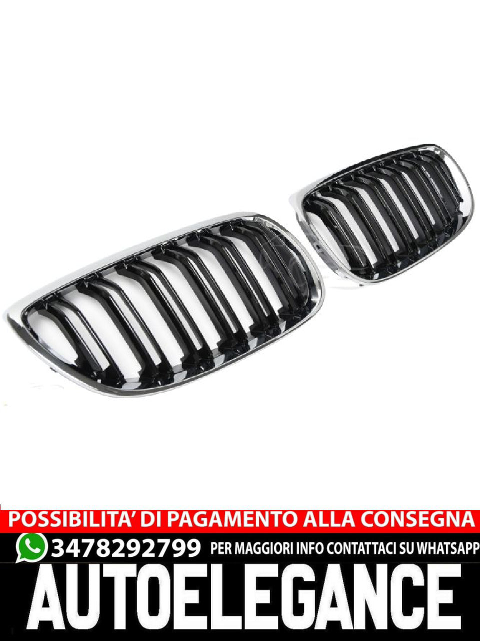 ⭐GRIGLIA DOPPIA PONTE CROMATA NERA ADATTO PER BMW SERIE 3 E92 E93 06-10⭐
