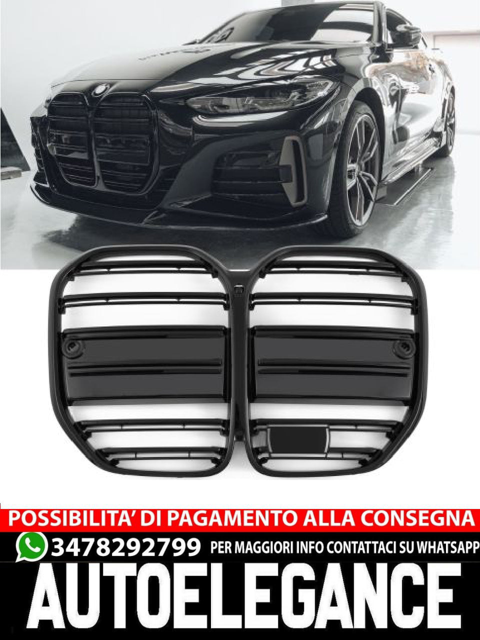 ⭐GRIGLIA SPORTIVA NERO LUCIDO ADATTO PER BMW SERIE 4 G22 G23⭐