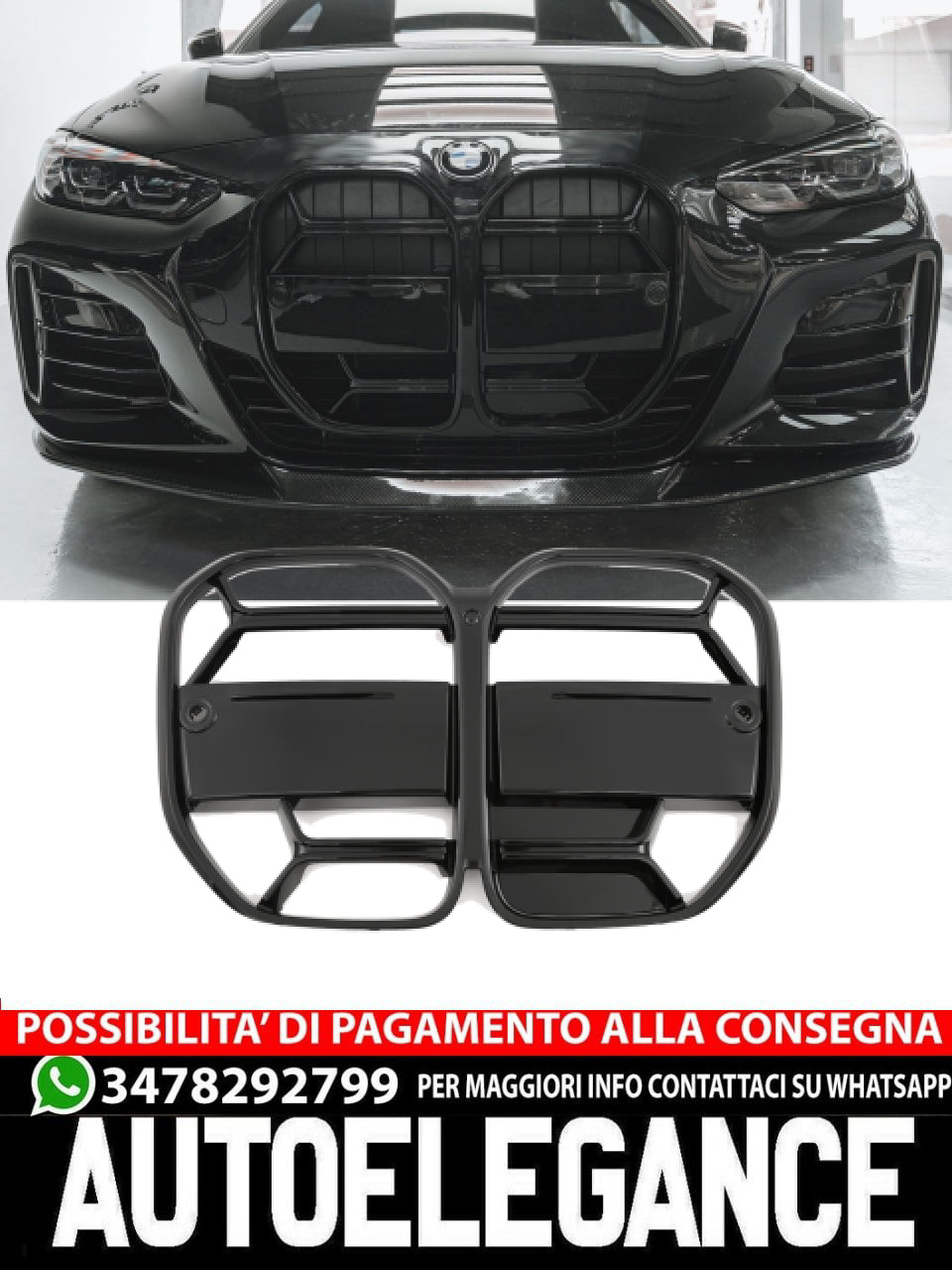 ⭐CS SPORT GRILLE GLOSS BLACK SUITABLE FOR BMW 4 SERIES G22 G23⭐