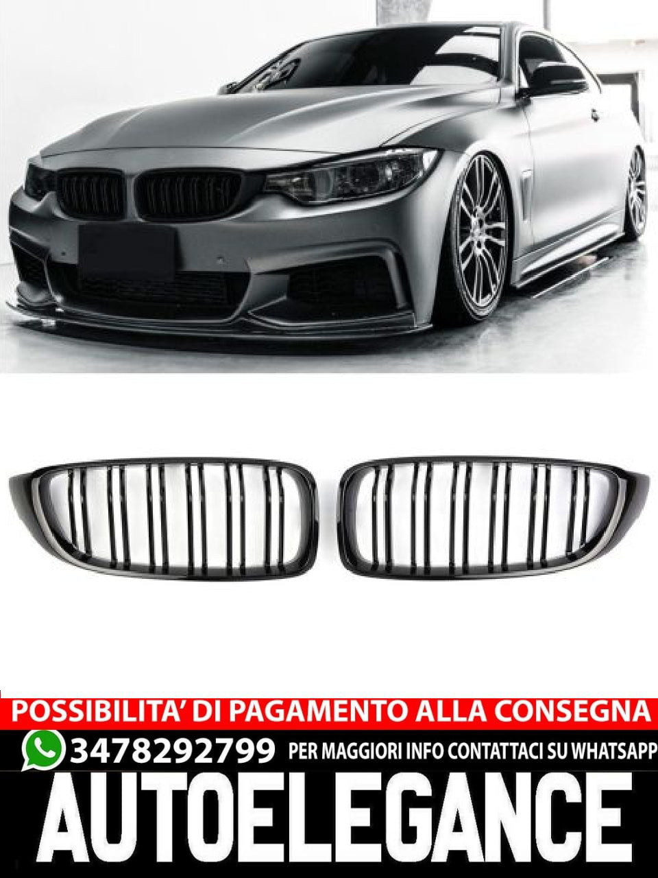⭐GRIGLIA DEL RADIATORE DOPPIA STRISCIA NERA LU ADATTO PER BMW SERIE 4 F32 SPORT⭐