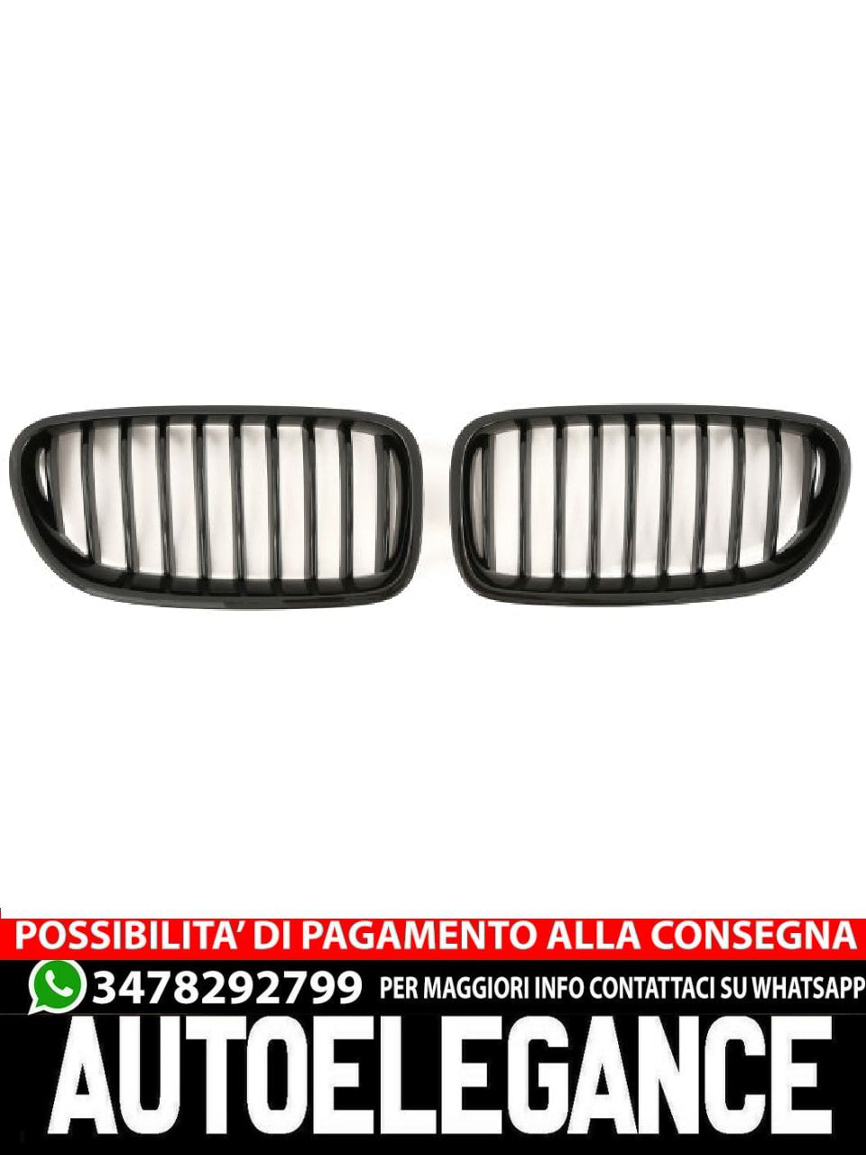 ✨GLOSS BLACK DOUBLE BRACKET RADIATOR GRILLE FOR 5 SERIES F10 F11 ✨
