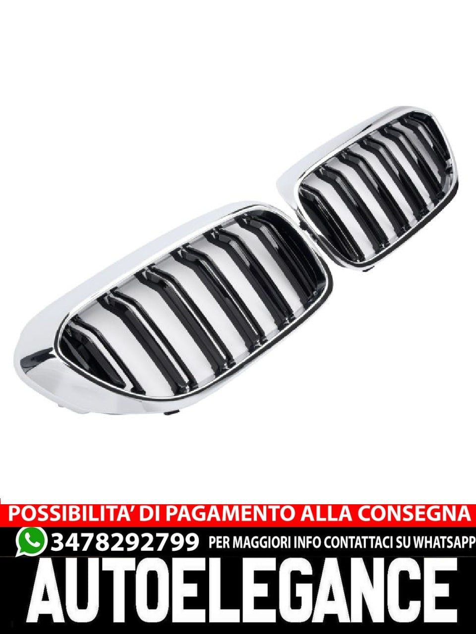 ✨GRIGLIA RADIATORE DOPPIO STRISCIA CROMATA NERA PER BMW SERIE 5 G30 G31 ✨