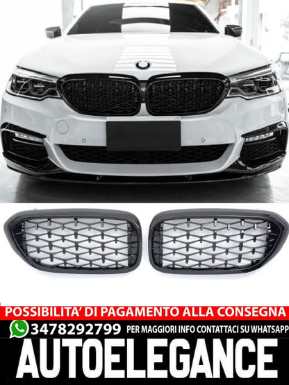 ✨GRIGLIA DIAMANTE NERO LUCIDO PER BMW SERIE 5 G30 G31 ✨