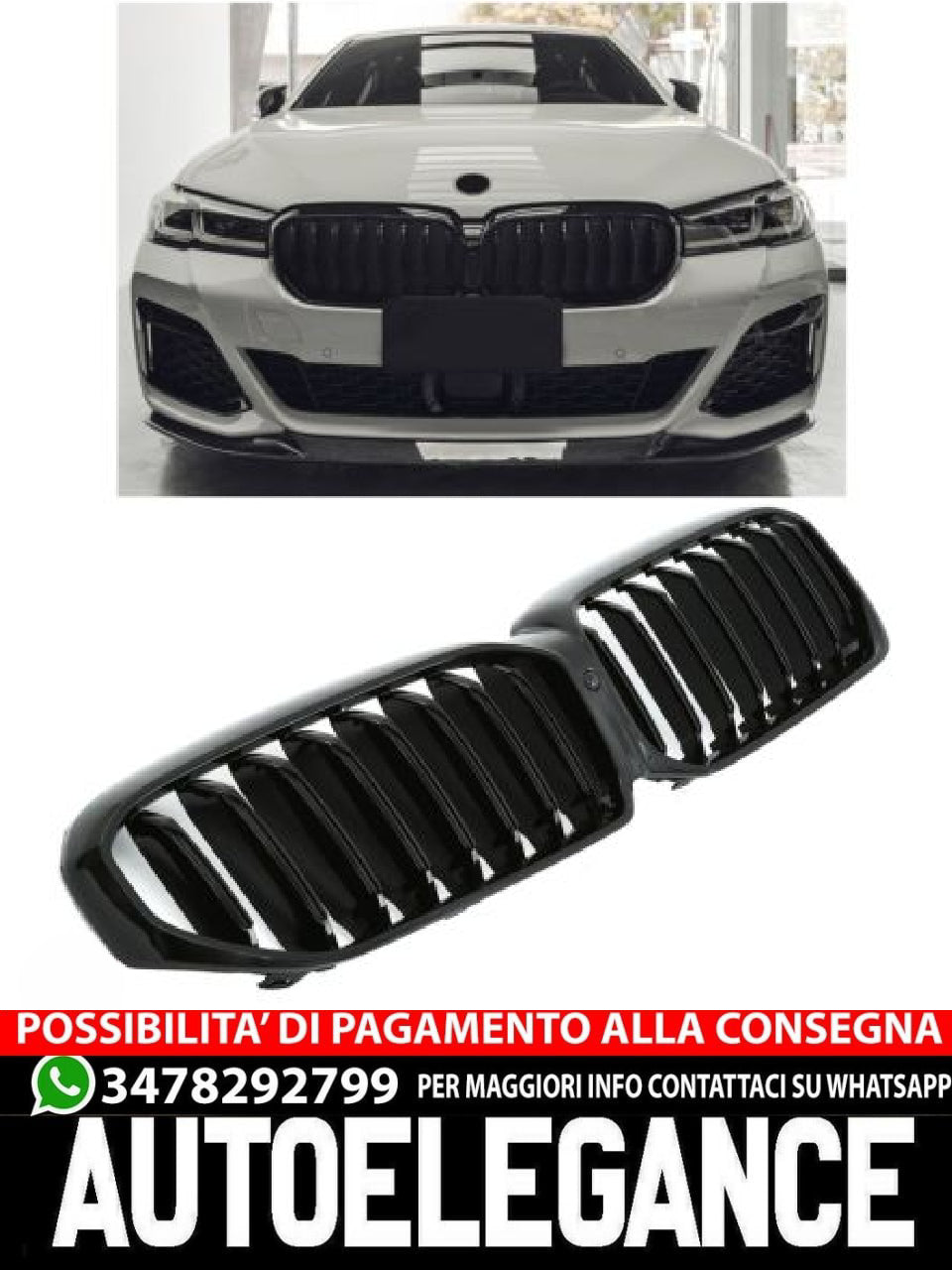 ✨GLOSS BLACK RADIATOR GRILLE FOR BMW 5 SERIES G30 G31 LCI SPORT✨