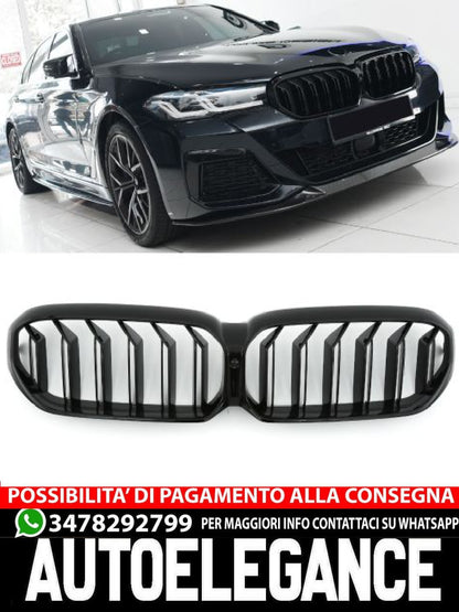 ✨GLOSS BLACK DOUBLE BRACKET RADIATOR GRILLE FOR BMW 5 SERIES G30 G31 LCI SPORT✨