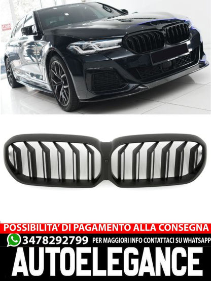 ✨MATTE BLACK DOUBLE BRACKET RADIATOR GRILLE FOR BMW 5 SERIES G30 G31 LCI SPORT✨