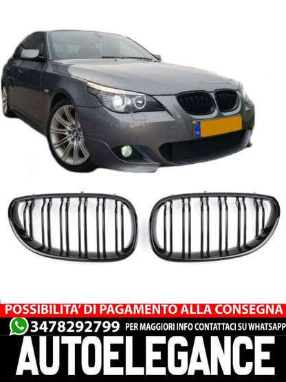 ✨GLOSS BLACK DOUBLE BRIDGE DOOR GRILLE FOR BMW 5 SERIES E60 E61✨