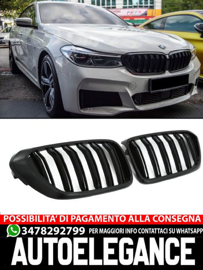 ✨GRIGLIA SPORT GRILL DOPPIA STAFFA NERO LUCIDO PER BMW SERIE 6 G32✨