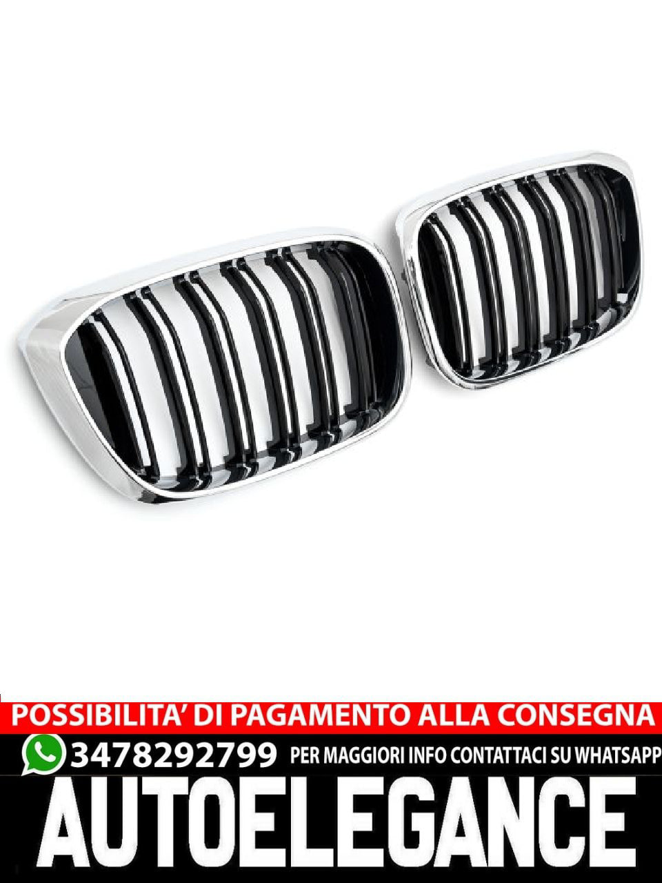 ✨BLACK CHROME DOUBLE STRIPE GRILLE SUITABLE FOR BMW X3 X4 G01 G02✨
