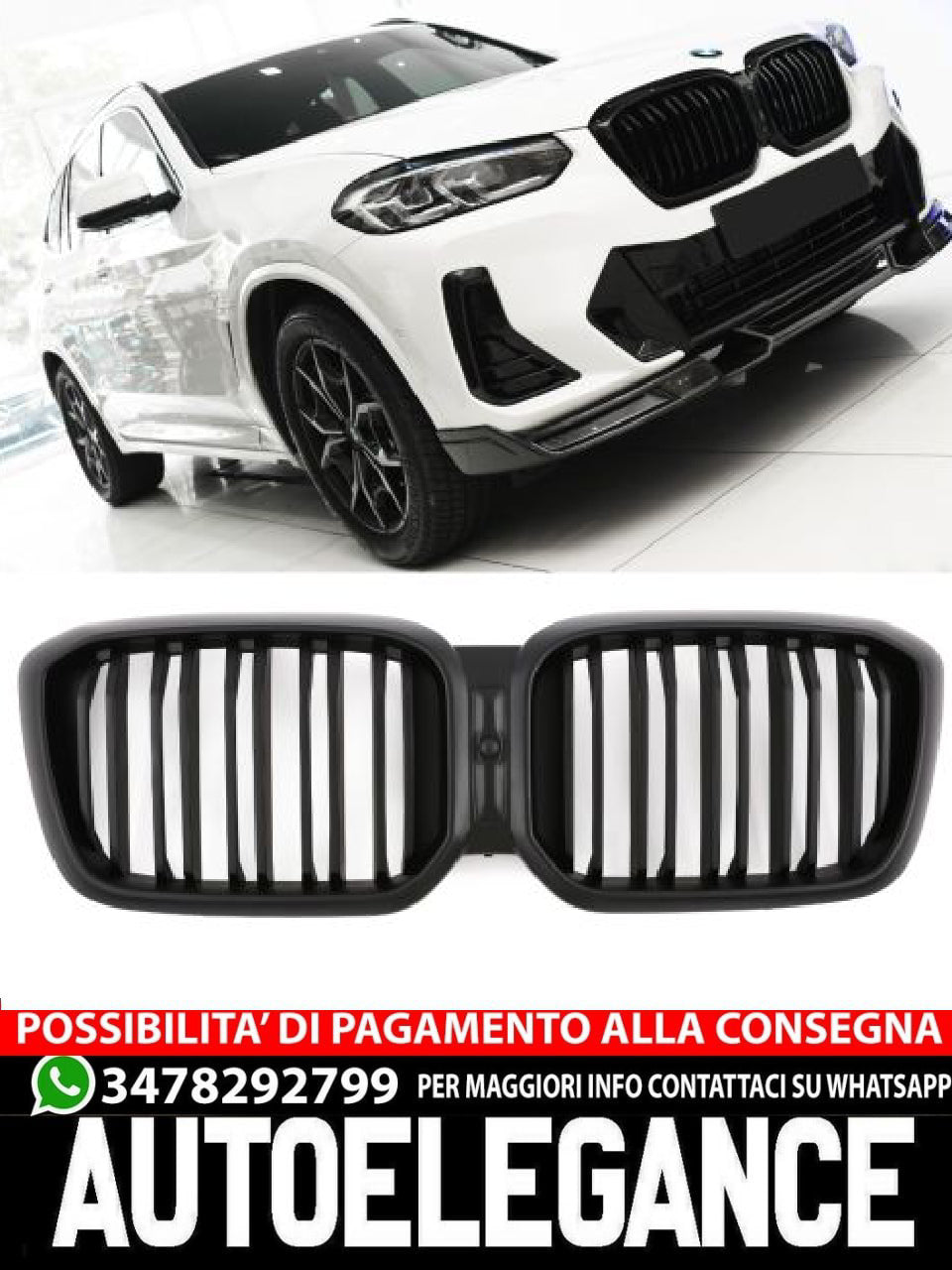 ✨GRIGLIA RADIATORE NERO OPACO ADATTO PER BMW X3 X4 G01 G02 LCI ✨