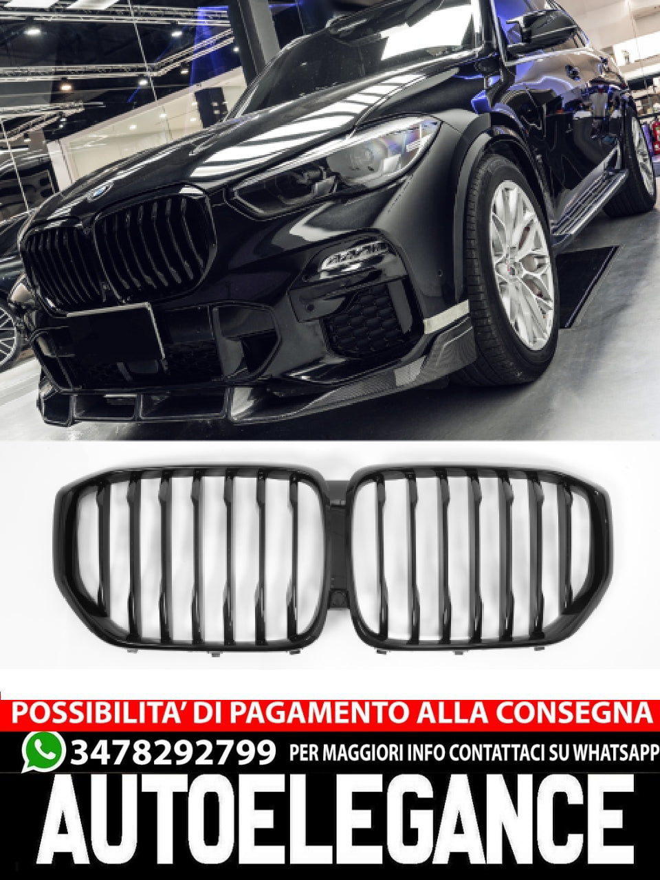 ✨GRIGLIA DEL RADIATORE NERO LUCIDO 2018-2023 ADATTO PER BMW X5 G05 2018-2023✨