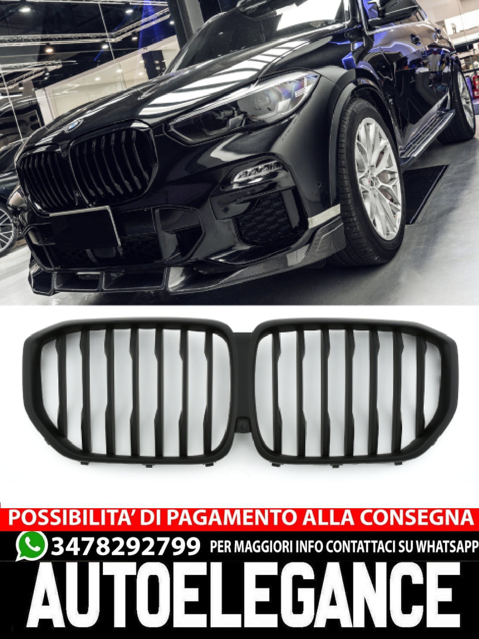 ✨GRIGLIA GRIGLIA ANTERIORE NERO OPACO ADATTO PER BMW X5 G05 2018-2023✨