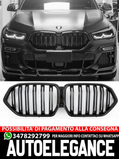 ✨GRIGLIA DOPPIA STAFFA NERA LUCIDA ADATTO PER BMW X6 G06 2023+✨