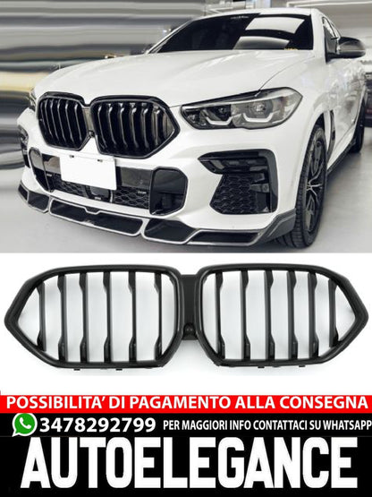 ✨GRIGLIA DOPPIA STAFFA NERO LUCIDO ADATTO PER BMW X6 G06 2023+✨