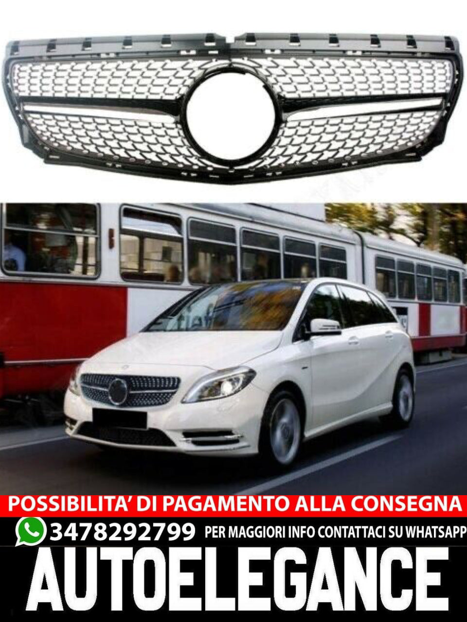 ⭐GRIGLIA ADATTO PER MERCEDES CLASSE B W246 LOOK AMG 14-18⭐