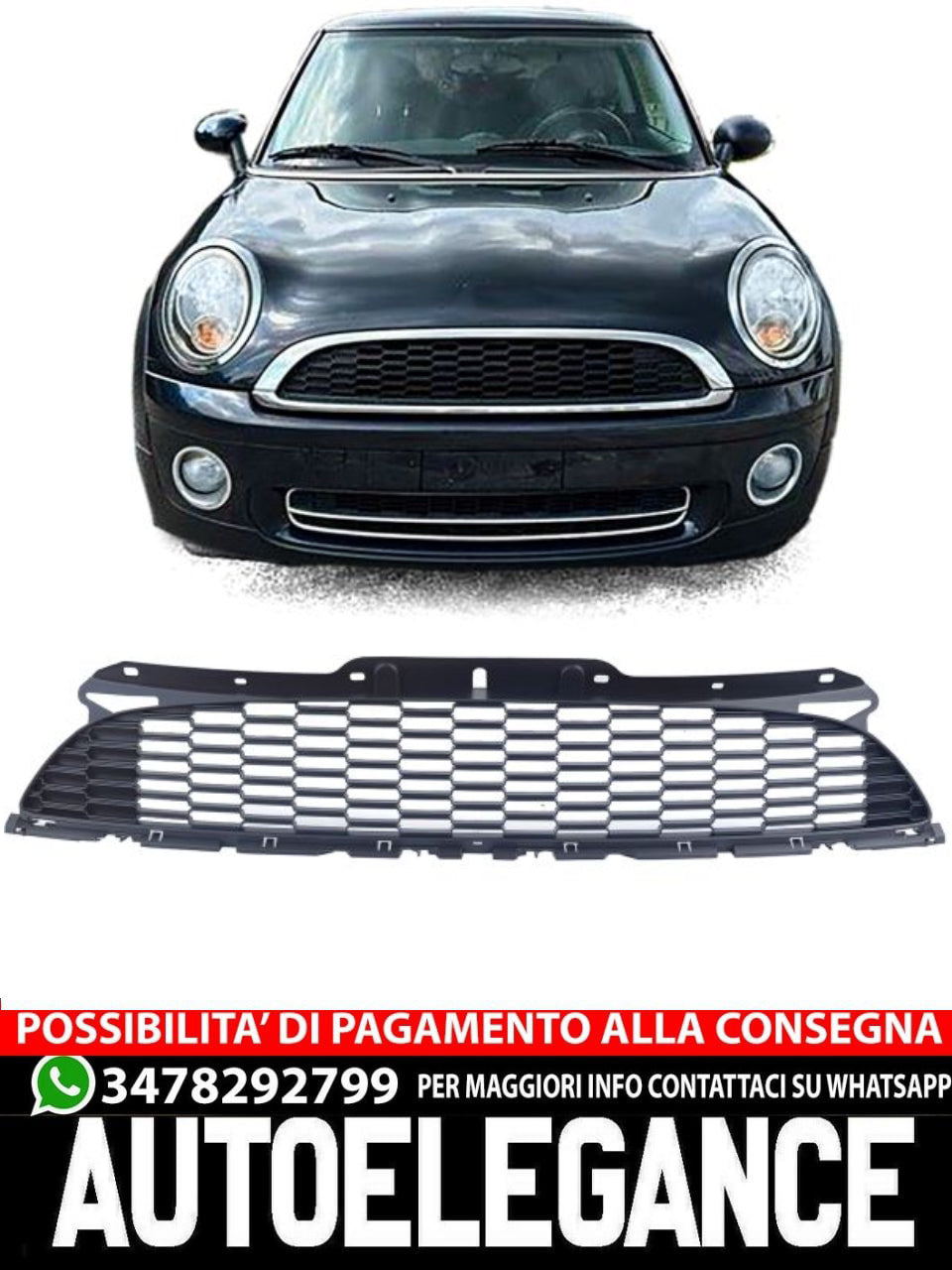 ⭐Griglia a nido d'ape nera opaca per Mini One Cooper JCW R56 R57 R58 R59⭐