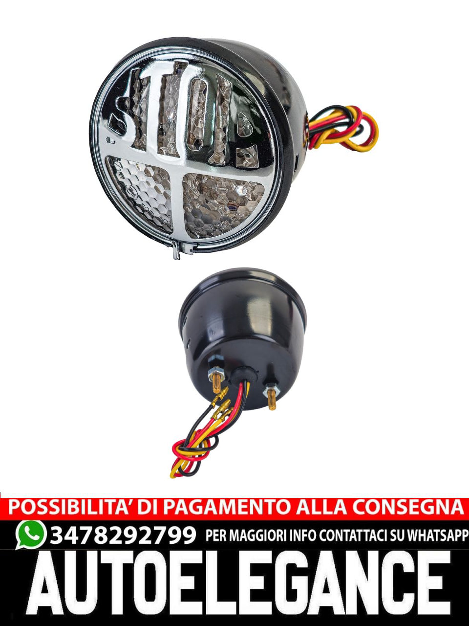 ⭐Universal Motorcycle LED Tail Light STOP Chrome Black with E-Mark⭐