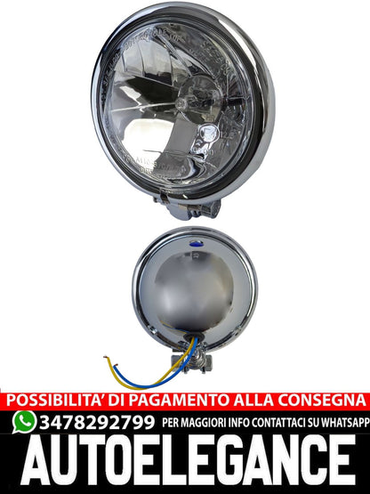 ⭐Universal Clear Glass H3 Motorcycle Headlight Chrome Steel Housing⭐