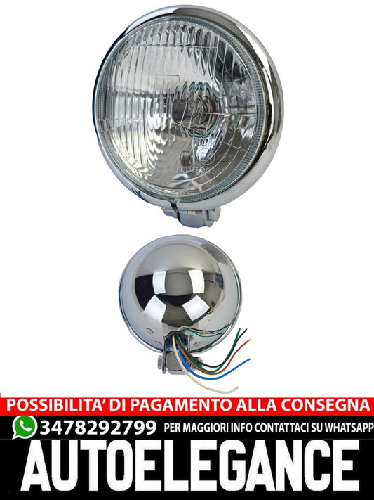 ⭐Faro universale per moto da 5 3/4" Bates Style cromato con E-Mark⭐