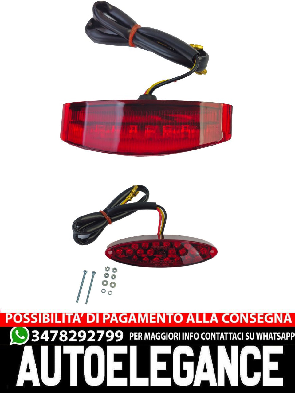 ⭐Luce posteriore universale a LED per moto DROP Vetro trasparente rosso