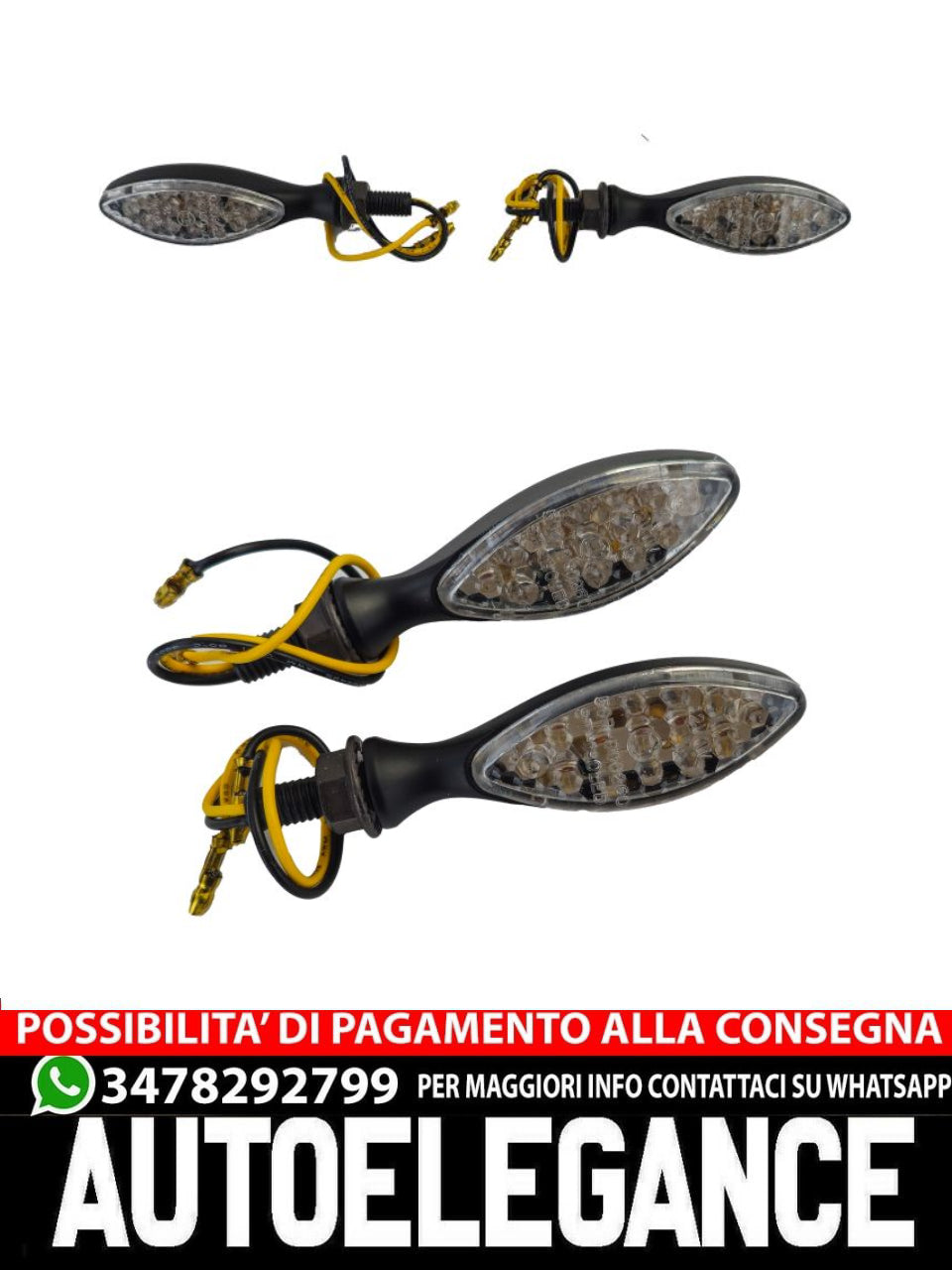 ⭐Universal Clear Glass Motorcycle LED Turn Signal Light Set