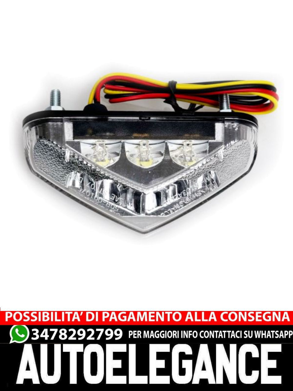 ⭐Fanale posteriore universale a LED in vetro trasparente per moto TRIANGOLO