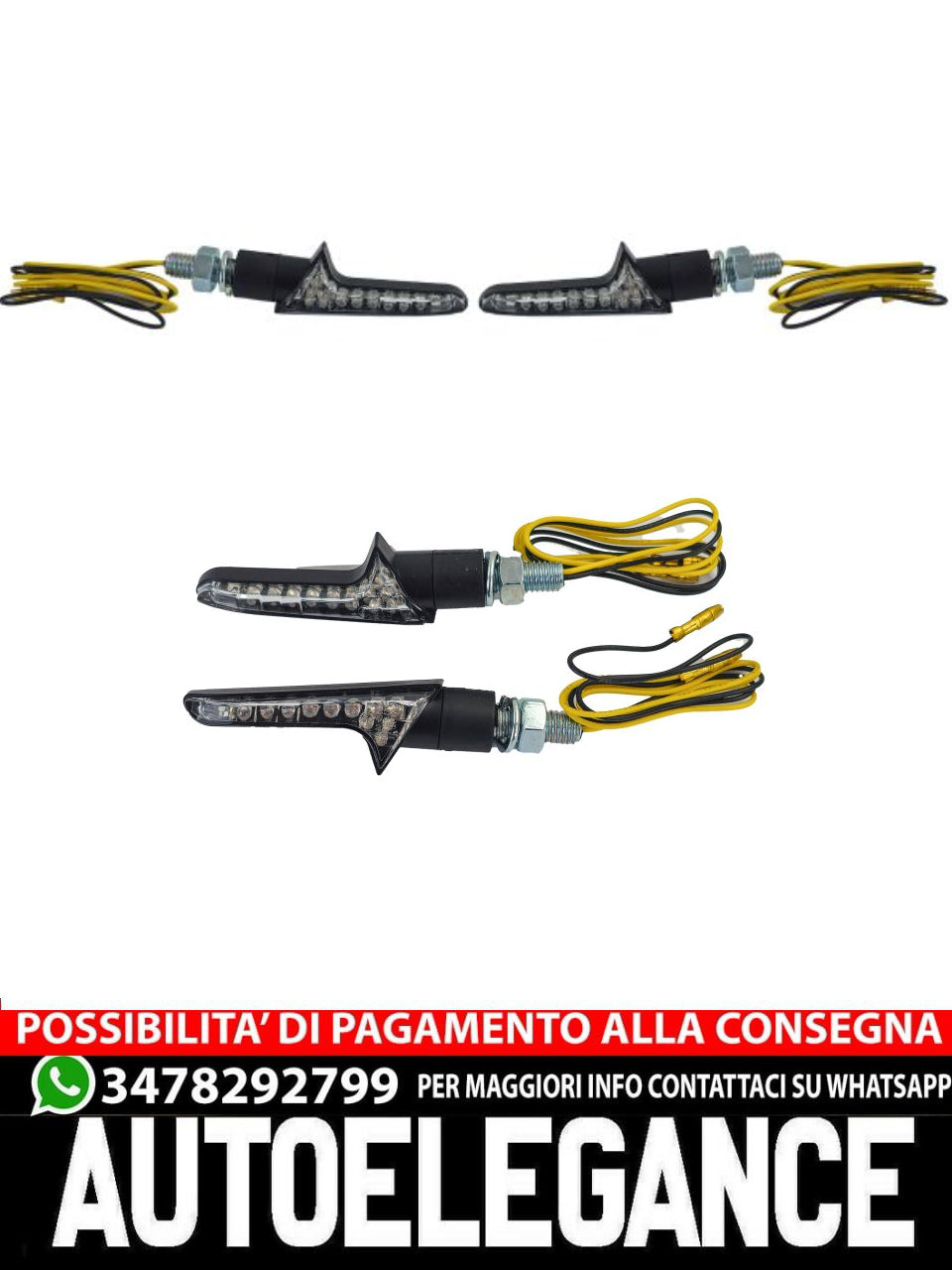 ⭐Set di indicatori di direzione a LED in vetro trasparente universale per moto