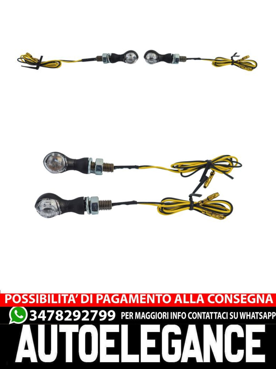 ⭐Set di indicatori di direzione a LED in vetro trasparente universale per moto
