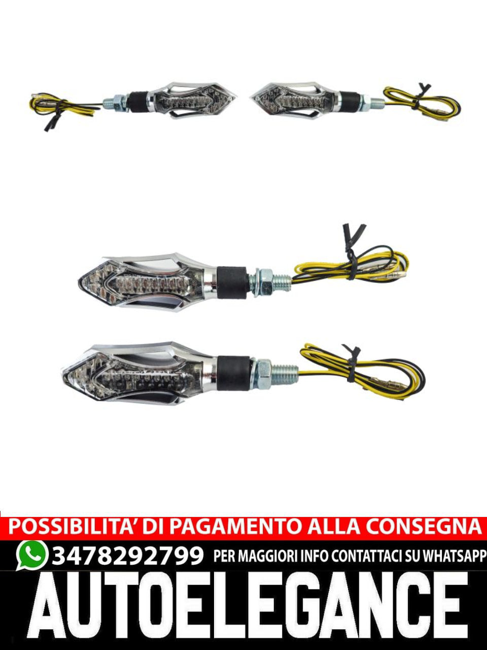 ⭐HATCH Universal Chrome Motorcycle LED Turn Signal Light Set