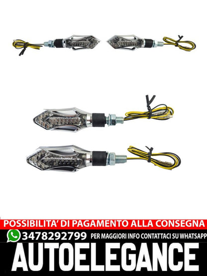 ⭐HATCH Universal Chrome Motorcycle LED Turn Signal Light Set