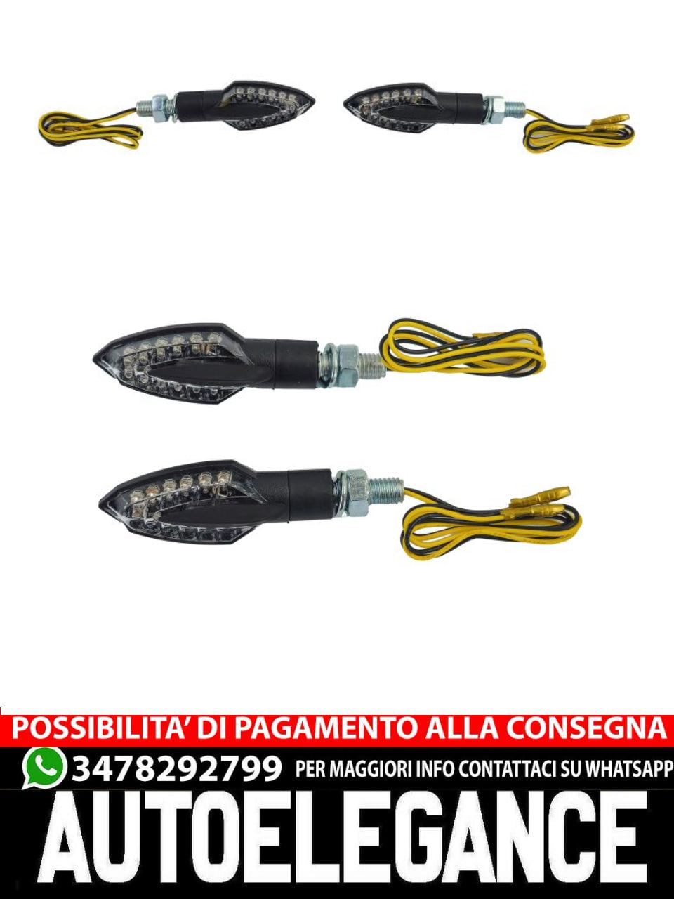 ⭐Set di indicatori di direzione a LED in vetro trasparente universale per moto