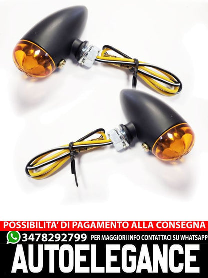 ⭐Set di indicatori di direzione alogeni universali per moto BULLET nero giallo