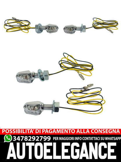 ⭐Set di indicatori di direzione a LED cromati per moto universali BLAST in vetro