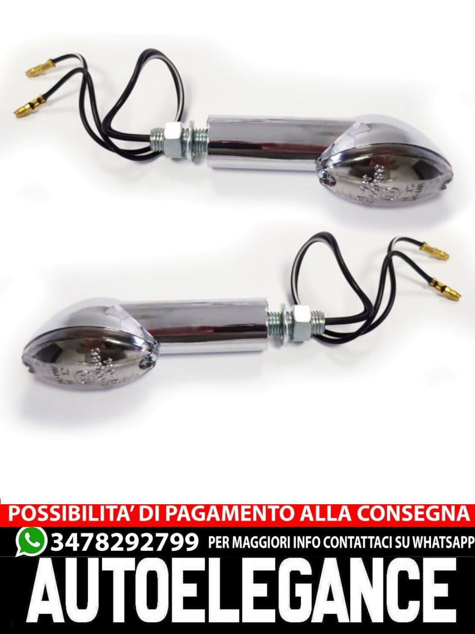 ⭐Set di indicatori di direzione alogeni universali per moto CATEYE 40mm cromato